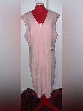 NWT Nanette Lepoee Sleeveless Pink V-Neck Midi Dress Size 16
